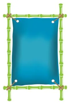 Blue Canvas on Bamboo Frame Vector Background Design Stock Illustration