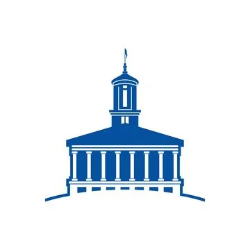 Blue Capital Building Icon Vector Logo Template Ilustración de archivo