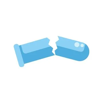 Blue capsule pill breaking open releasing medicine Illustrazione stock