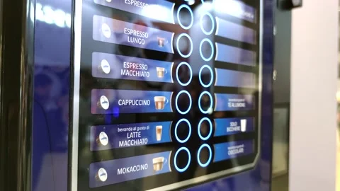 Blue capsule vending coffee machine Stock Footage 229722208
