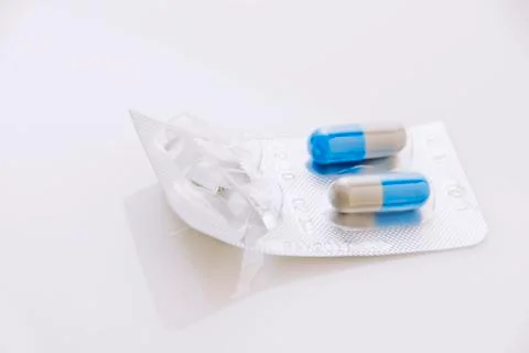 Blue capsules Foto stock