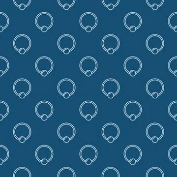 Blue captive hoop seamless pattern. Vector piercing texture Stock Illustration
