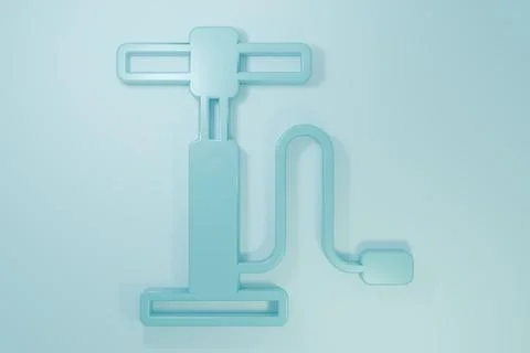 Blue Car air pump icon isolated on blue background. Minimalism concept. 3D .. Illustrazione stock