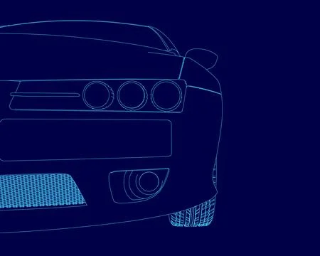 Blue car with a black background Stock Illustration