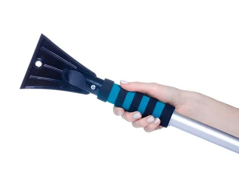 Blue car brush in hand Stock Photos