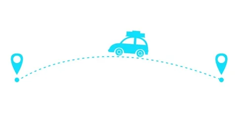 Blue car destination white Stock Footage 240191350