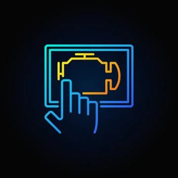 Blue car engine diagnostics via tablet Stock Illustration