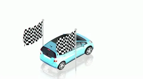 Blue car on finish Stock Footage 11883150
