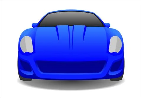Blue Car, Front view. Fast Racing car. Modern flat Vector illustration on whi Stock Illustration