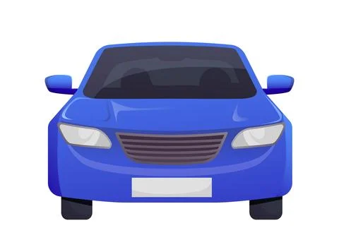 Blue car front view on white background. Vector illustration Stock Illustration