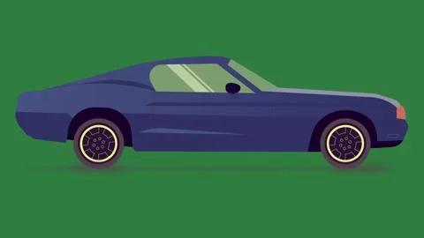 A blue car on green background and green screen animated chromakey background Vidéo 335129906