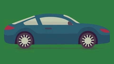 A blue car on green background and green screen animated chromakey background Vídeos de archivo 335129914