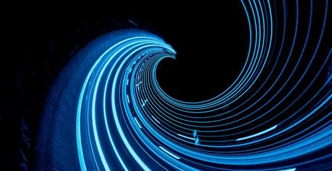 Blue car lights at night. long exposure Stock Illustration