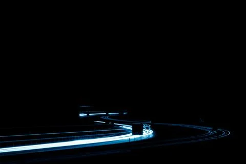 Blue car lights at night. long exposure Foto stock