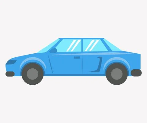 Blue car, modern hatchback side view. Automobile, driver driven vehicle with Stock Illustration