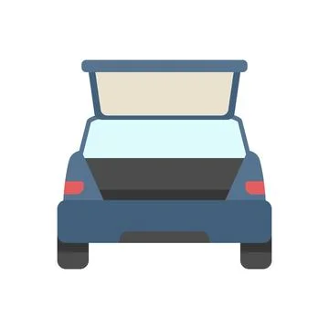 Blue car with open trunk, ready for loading luggage Illustration