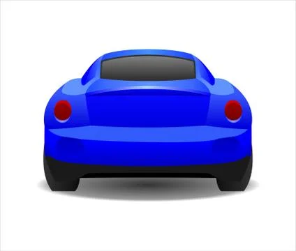 Blue Car, Rear view. Fast Racing car. Modern flat Vector illustration on whit Stock Illustration