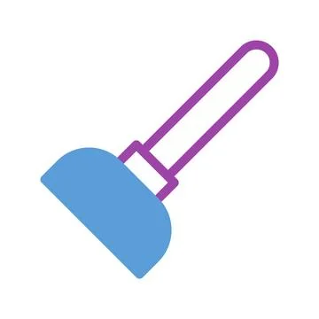 Blue Car Scraper with Purple Handle Vector Art Illustration