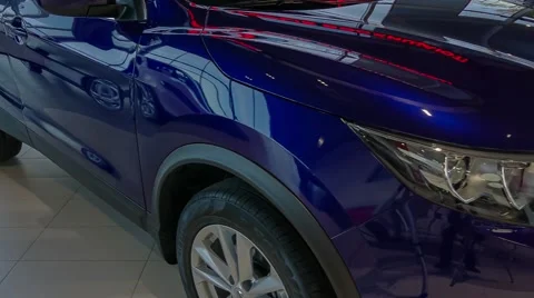 A blue car in the showroom Stock Footage 62681822