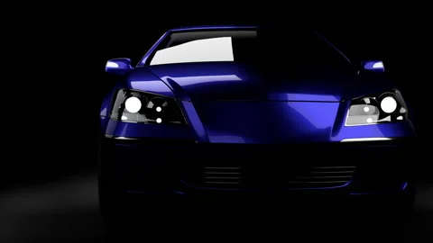 Blue car on the side in the dark on a background Vidéo 153199454