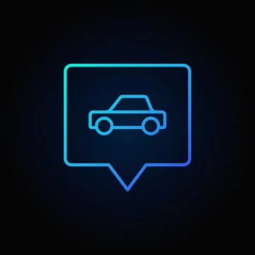 Blue car in square pin Stock Illustration