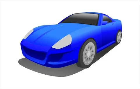 Blue Car, Three-quarter view. Fast Racing car. Modern flat Vector illustratio Stock Illustration