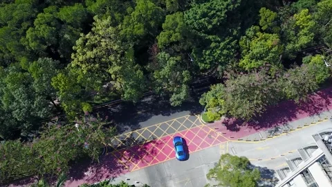 Blue car top view Stock Footage 331009879