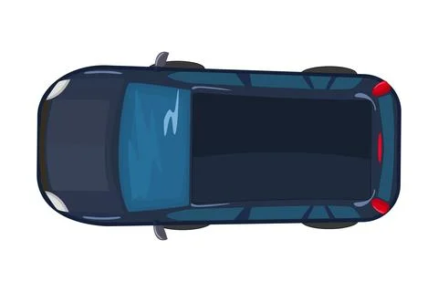 Blue car from top view isolated on white background. Delivery automobile. Illustrazione stock