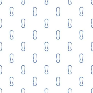 Blue carabiner hooks repeating pattern on white background Illustrazione stock