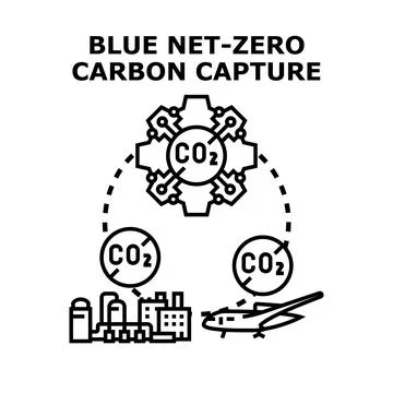 Blue carbon capture and net zero technology Stock Illustration