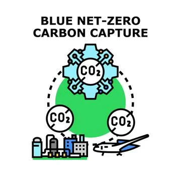 Blue carbon capture and net zero technology Stock Illustration