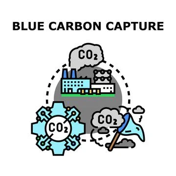 Blue carbon capture technology removing co2 from industrial emissions Stock Illustration