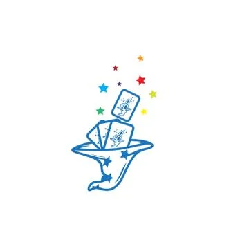 Blue card magic and hat logo designs Stock Illustration