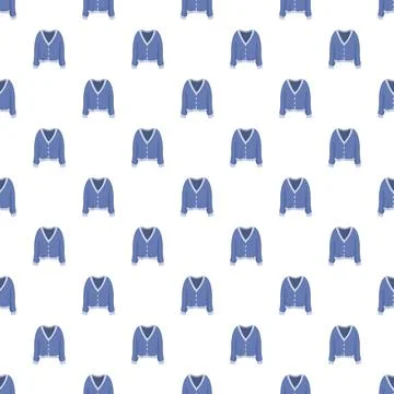 Blue cardigans creating a repeating pattern on a white background Stock Illustration
