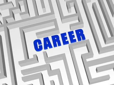 Blue career in labyrinth Stock Illustration