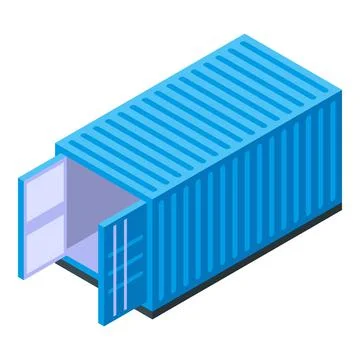 Blue cargo container icon, isometric style 库存插图