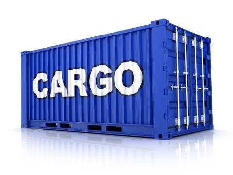 Blue cargo Container on white background (done in 3d) 스톡 일러스트