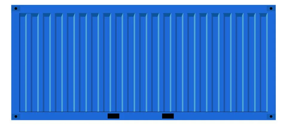 Blue cargo container on white background. side view metal distribution box. Stock Illustration