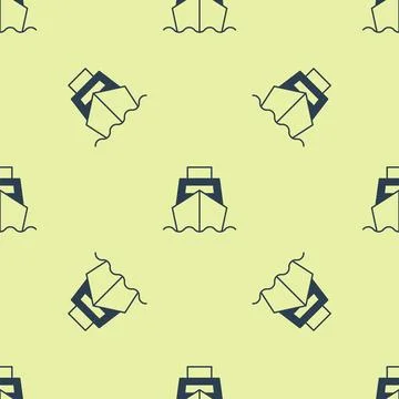 Blue Cargo ship with boxes delivery service icon isolated seamless pattern on Illustrazione stock