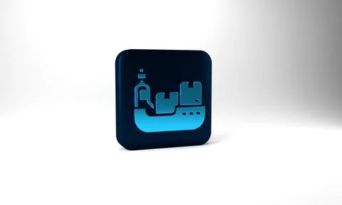 Blue Cargo ship with boxes delivery service icon isolated on grey background イラスト素材