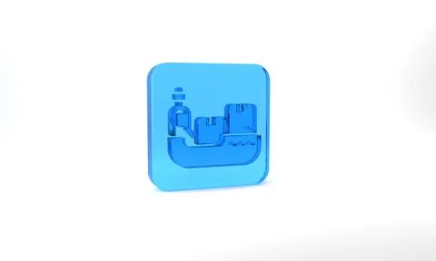 Blue Cargo ship with boxes delivery service icon isolated on grey background イラスト素材