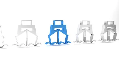 Blue Cargo ship with boxes delivery service icon isolated on white backgrou.. Illustration