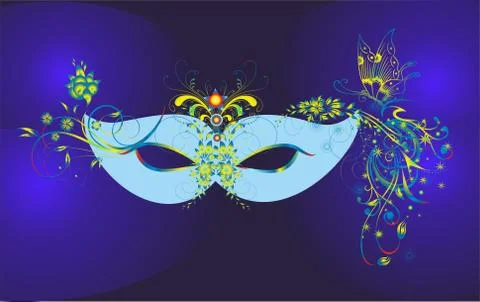 Blue carnival mask Stock Illustration