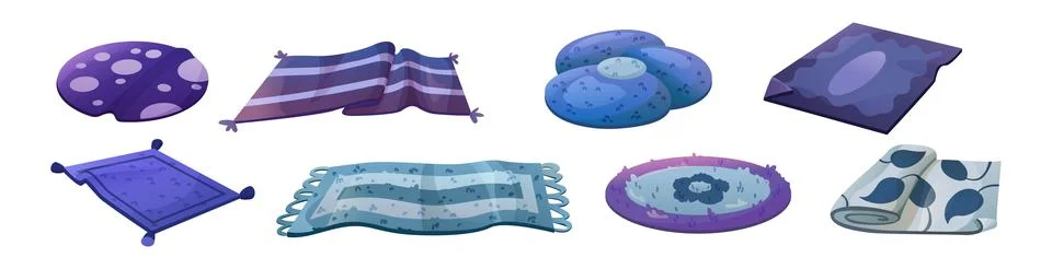 Blue carpet of different shape and size Ilustración de archivo