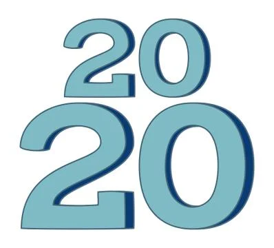 Blue cartoon 2020 different height number poster Stock Illustration