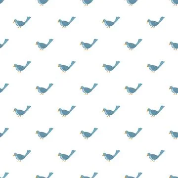 Blue cartoon bird repeating seamless pattern background Stock Illustration