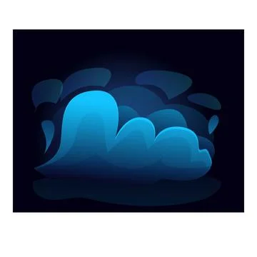 Blue cartoon cloud glowing in the dark background Stock Illustration