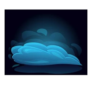Blue cartoon cloud glowing on dark background Stock Illustration