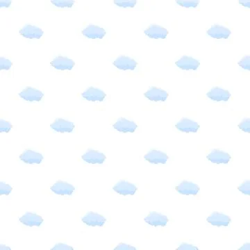 Blue cartoon cloud seamless pattern on white background Illustrazione stock