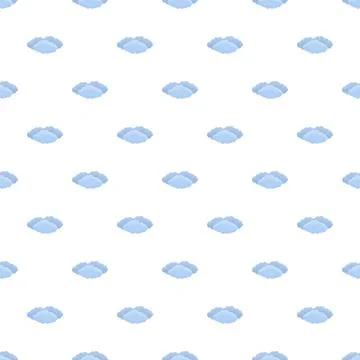 Blue cartoon cloud seamless pattern on white background Stock Illustration